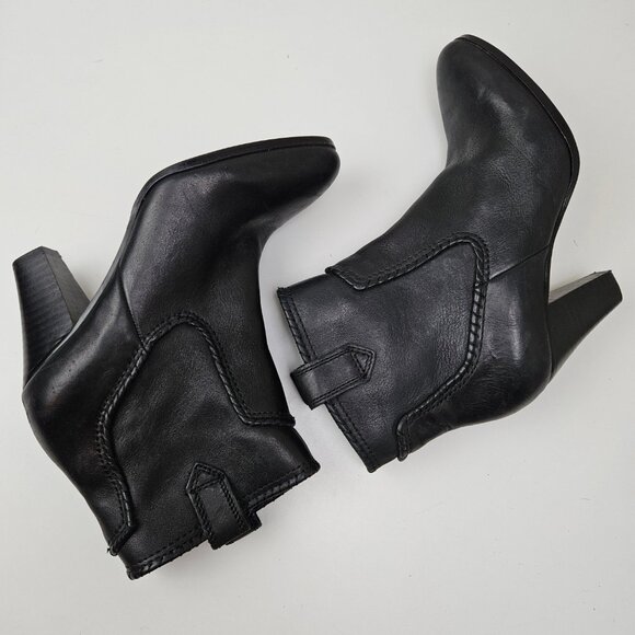 Karl Lagerfield Province Leather Trimmed Heeled Booties 8.5‎ Black Boot - Picture 6 of 11